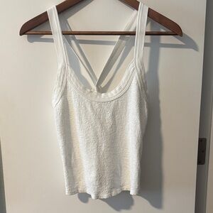 LACAUSA White Textured Tank with Strappy Back Detail